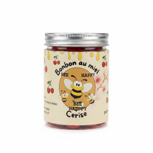 Bonbon au miel Bee Happy Cerise - fond blanc