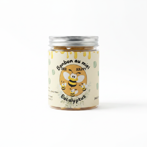 Bonbon au miel Bee Happy Eucalyptus - fond blanc