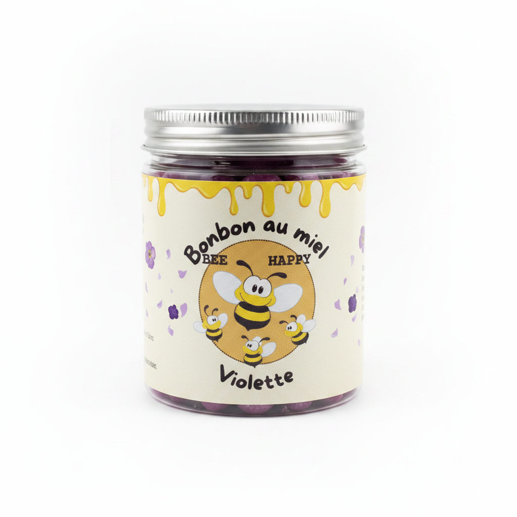 Bonbon au miel Bee Happy Violette - fond blanc