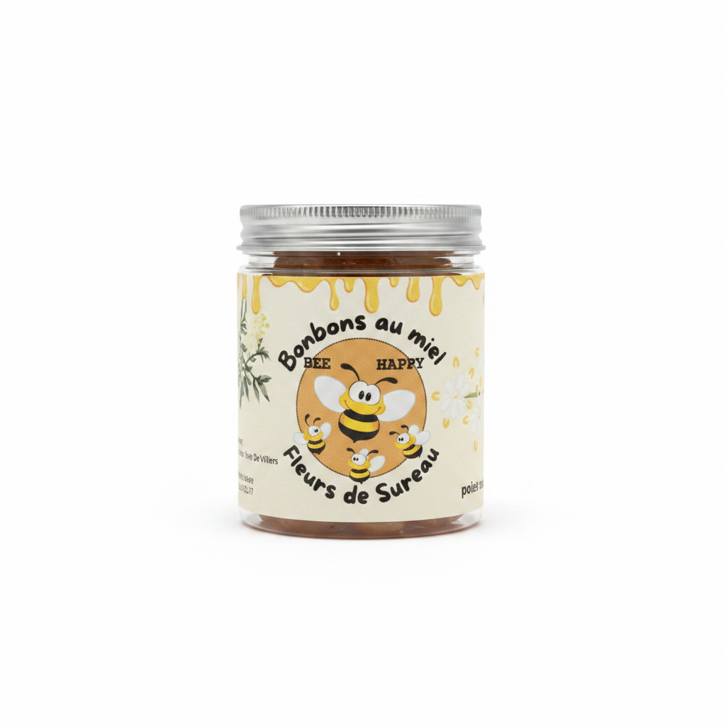 Bonbons au miel Bee Happy Fleurs de Sureau - fond blanc