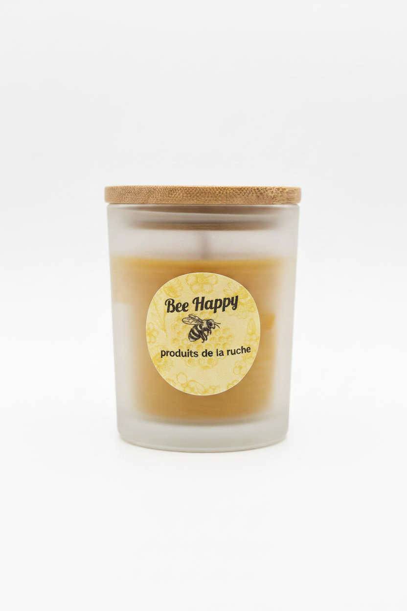 Bougie Bee Happy sans coordonnées fond blanc