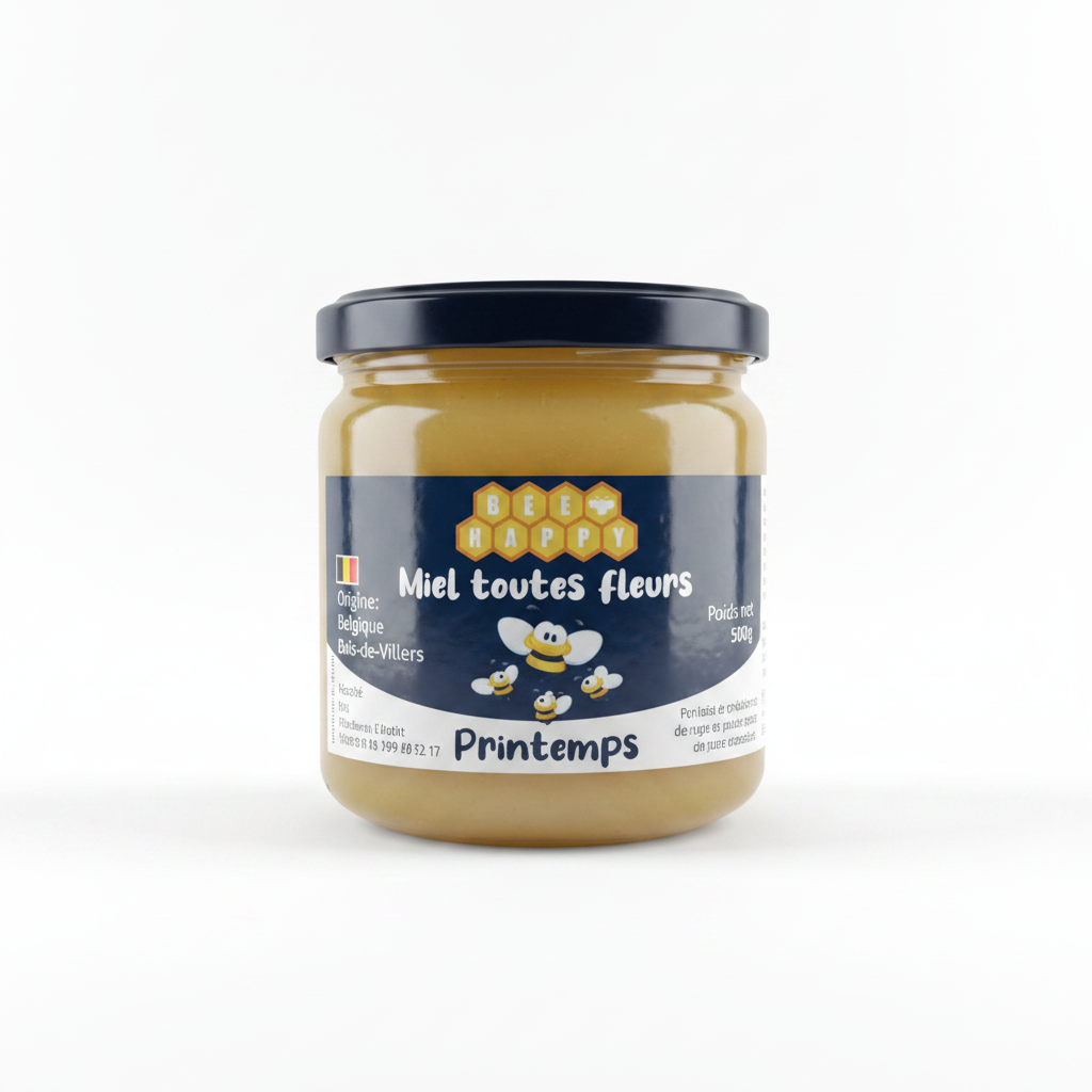 Miel Bee Happy Printemps - fond blanc
