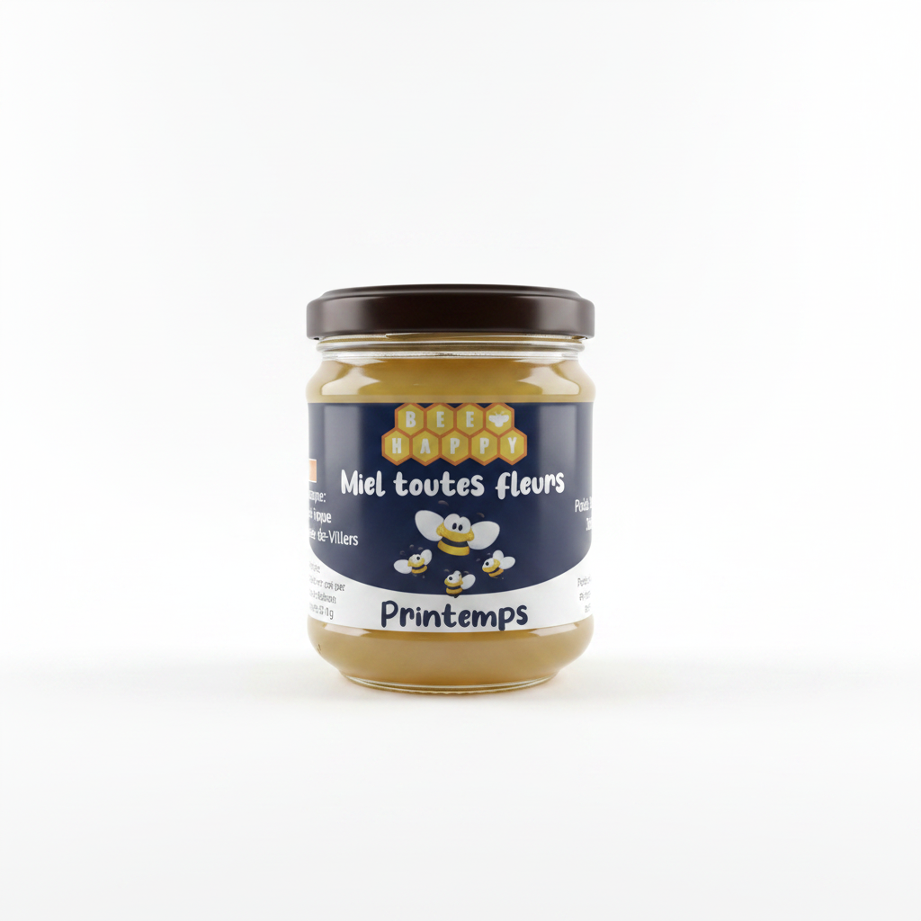 Miel Bee Happy Printemps - fond blanc