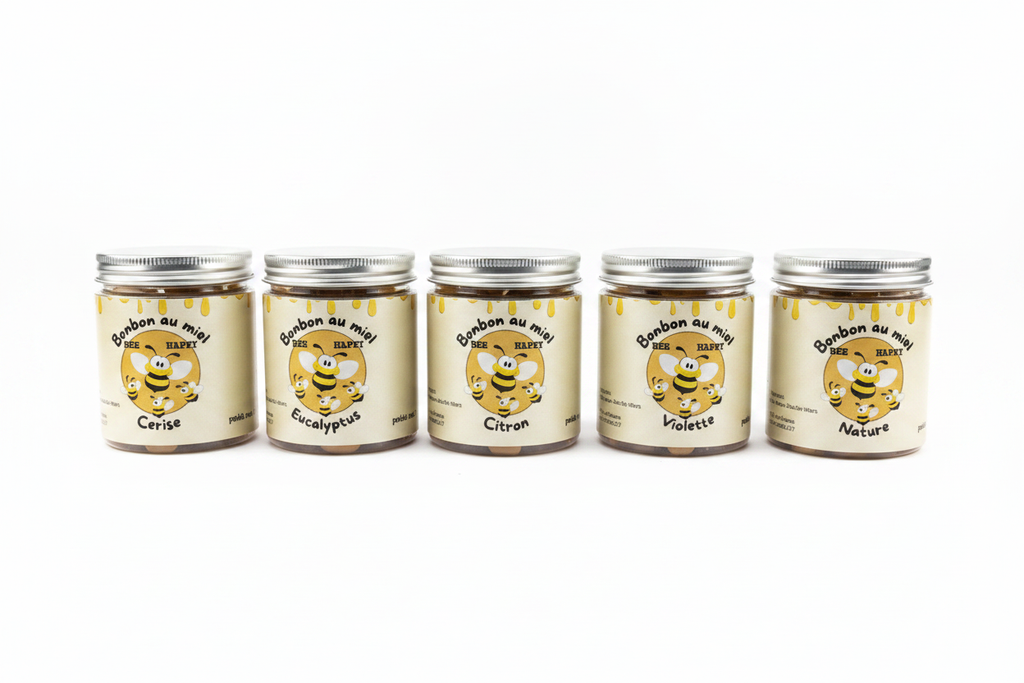 Pack 6 saveurs Bee Happy alignés - fond blanc pro