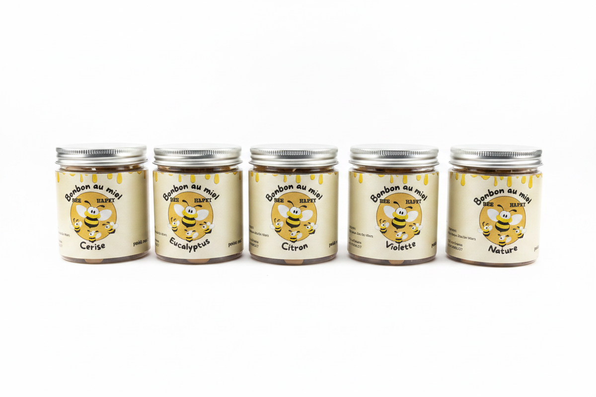 Pack 6 saveurs Bee Happy alignés - fond blanc pro